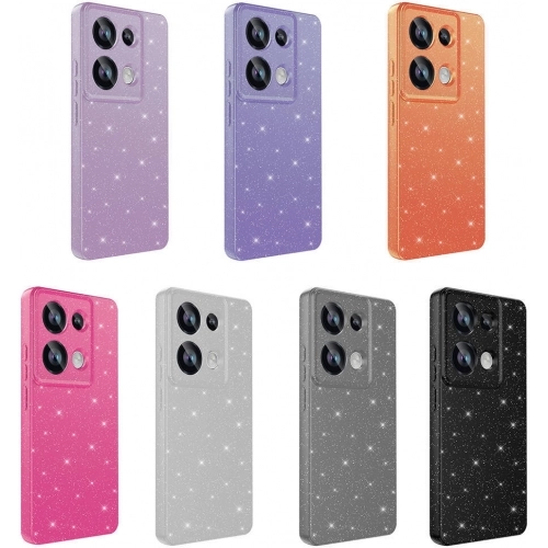 Redmi Note 13 Pro 4G Kılıf Kamera Korumalı Simli Lüks Zore Koton Kapak - Turuncu