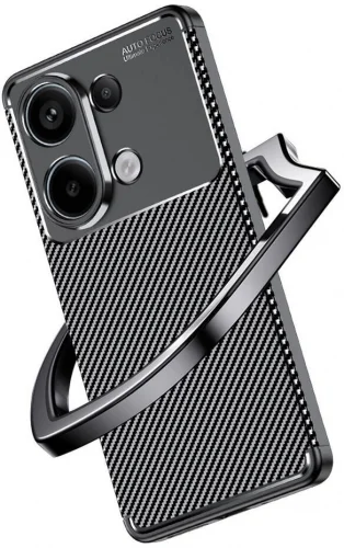 Redmi Note 13 Pro 4G Kılıf Karbon Serisi Mat Fiber Silikon Negro Kapak - Siyah
