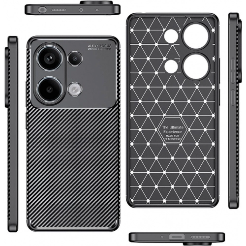 Redmi Note 13 Pro 4G Kılıf Silikon Parmak İzi Bırakmayan Karbon Soft Negro Kapak - Siyah