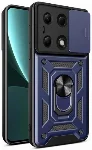 Redmi Note 13 Pro 4G Kılıf Zırhlı Standlı Sürgülü Kamera Korumalı Sürgülü Vega Kapak - Mavi