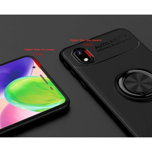 Samsung Galaxy A01 Core Kılıf Renkli Silikon Yüzüklü Standlı Auto Focus Ravel Kapak - Siyah
