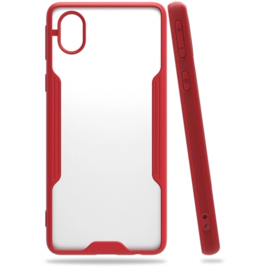 Samsung Galaxy A01 Core Kılıf Renkli Silikon Kamera Lens Korumalı Şeffaf Parfe Kapak - Kırmızı