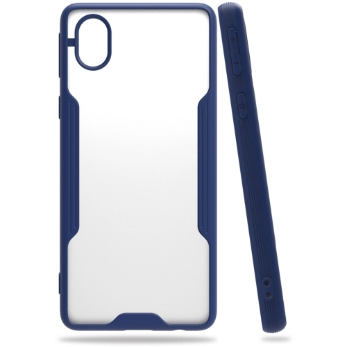 Samsung Galaxy A01 Core Kılıf Renkli Silikon Kamera Lens Korumalı Şeffaf Parfe Kapak - Lacivert