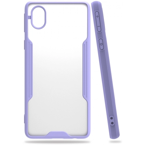 Samsung Galaxy A01 Core Kılıf Renkli Silikon Kamera Lens Korumalı Şeffaf Parfe Kapak - Lila