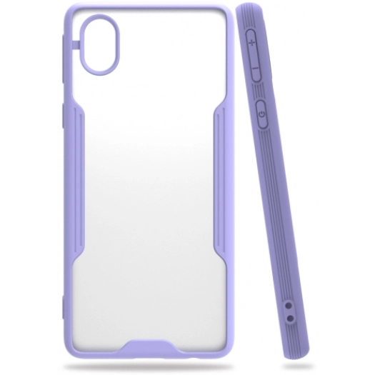 Samsung Galaxy A01 Core Kılıf Renkli Silikon Kamera Lens Korumalı Şeffaf Parfe Kapak - Lila