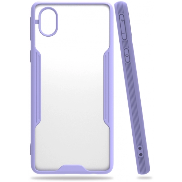Samsung Galaxy A01 Core Kılıf Renkli Silikon Kamera Lens Korumalı Şeffaf Parfe Kapak - Lila