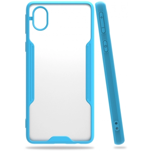 Samsung Galaxy A01 Core Kılıf Renkli Silikon Kamera Lens Korumalı Şeffaf Parfe Kapak - Mavi