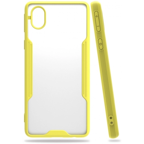 Samsung Galaxy A01 Core Kılıf Renkli Silikon Kamera Lens Korumalı Şeffaf Parfe Kapak - Sarı