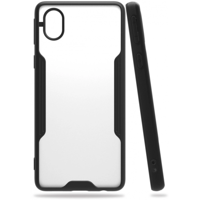 Samsung Galaxy A01 Core Kılıf Renkli Silikon Kamera Lens Korumalı Şeffaf Parfe Kapak - Siyah