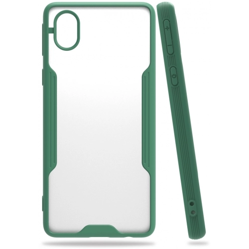 Samsung Galaxy A01 Core Kılıf Renkli Silikon Kamera Lens Korumalı Şeffaf Parfe Kapak - Yeşil