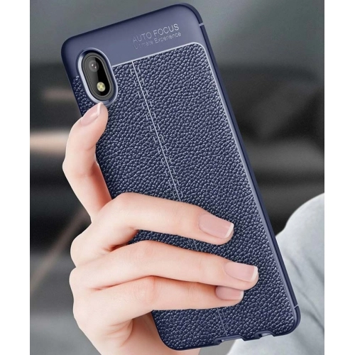 Samsung Galaxy A01 Core Kılıf Deri Görünümlü Lüks Parmak İzi Bırakmaz Niss Silikon Kapak - Siyah