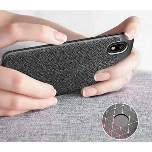 Samsung Galaxy A01 Core Kılıf Deri Görünümlü Lüks Parmak İzi Bırakmaz Niss Silikon Kapak - Siyah