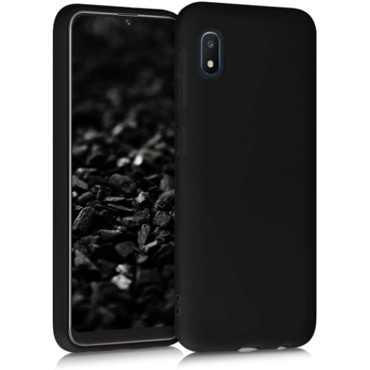 Samsung Galaxy A01 Core Kılıf Silikon Mat Esnek Kamera Korumalı Biye Kapak - Siyah