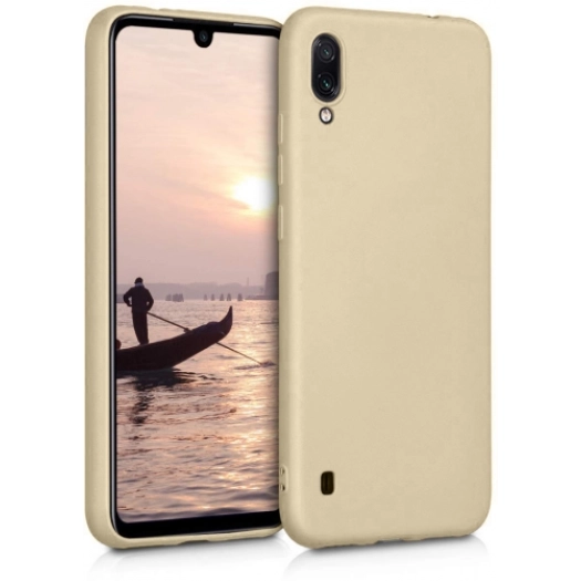 Samsung Galaxy A01 Kılıf İnce Soft Mat Renkli Esnek Silikon Kapak - Gold