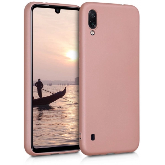 Samsung Galaxy A01 Kılıf İnce Soft Mat Renkli Esnek Silikon Kapak - Rose Gold