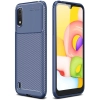 Samsung Galaxy A01 Kılıf Silikon Parmak İzi Bırakmayan Karbon Soft Negro Kapak - Lacivert