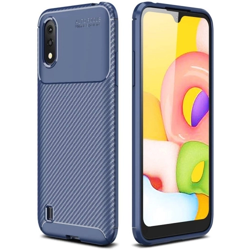 Samsung Galaxy A01 Kılıf Silikon Parmak İzi Bırakmayan Karbon Soft Negro Kapak - Lacivert
