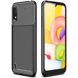Samsung Galaxy A01 Kılıf Silikon Parmak İzi Bırakmayan Karbon Soft Negro Kapak - Siyah