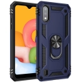 Samsung Galaxy A01 Kılıf Silikon Zırhlı Standlı Yüzüklü Mıknatıslı Tank Kapak - Lacivert