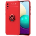 Samsung Galaxy A02 Kılıf Renkli Silikon Yüzüklü Standlı Auto Focus Ravel Kapak - Kırmızı