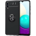 Samsung Galaxy A02 Kılıf Renkli Silikon Yüzüklü Standlı Auto Focus Ravel Kapak - Siyah