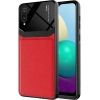 Samsung Galaxy A02 Kılıf Deri Görünümlü Emiks Kapak - Kırmızı
