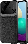 Samsung Galaxy A02 Kılıf Deri Görünümlü Emiks Kapak - Siyah