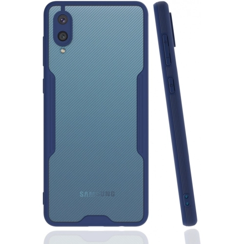 Samsung Galaxy A02 Kılıf Renkli Silikon Kamera Lens Korumalı Şeffaf Parfe Kapak - Lacivert