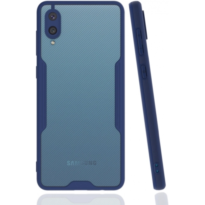 Samsung Galaxy A02 Kılıf Renkli Silikon Kamera Lens Korumalı Şeffaf Parfe Kapak - Lacivert
