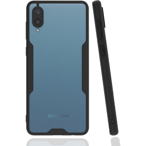 Samsung Galaxy A02 Kılıf Renkli Silikon Kamera Lens Korumalı Şeffaf Parfe Kapak - Siyah