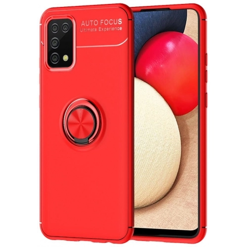 Samsung Galaxy A02s Kılıf Renkli Silikon Yüzüklü Standlı Auto Focus Ravel Kapak - Kırmızı