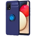 Samsung Galaxy A02s Kılıf Renkli Silikon Yüzüklü Standlı Auto Focus Ravel Kapak - Mavi