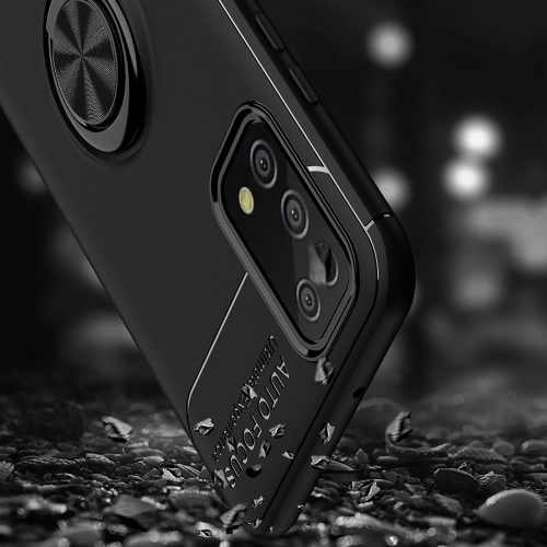 Samsung Galaxy A02s Kılıf Renkli Silikon Yüzüklü Standlı Auto Focus Ravel Kapak - Siyah