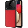 Samsung Galaxy A02s Kılıf Deri Görünümlü Emiks Kapak - Kırmızı