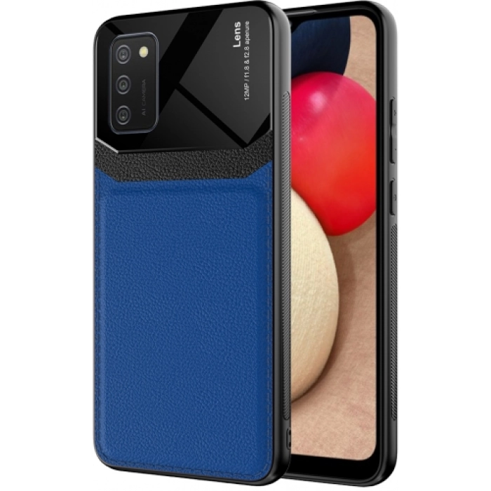 Samsung Galaxy A02s Kılıf Deri Görünümlü Emiks Kapak - Mavi