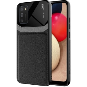 Samsung Galaxy A02s Kılıf Deri Görünümlü Emiks Kapak - Siyah