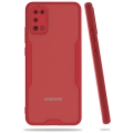 Samsung Galaxy A02s Kılıf Renkli Silikon Kamera Lens Korumalı Şeffaf Parfe Kapak - Kırmızı