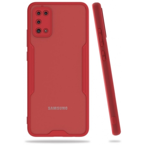 Samsung Galaxy A02s Kılıf Renkli Silikon Kamera Lens Korumalı Şeffaf Parfe Kapak - Kırmızı