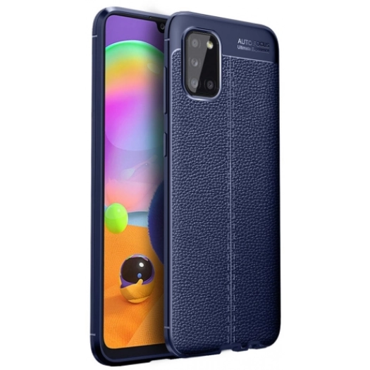 Samsung Galaxy A02s Kılıf Deri Görünümlü Lüks Parmak İzi Bırakmaz Niss Silikon Kapak - Lacivert