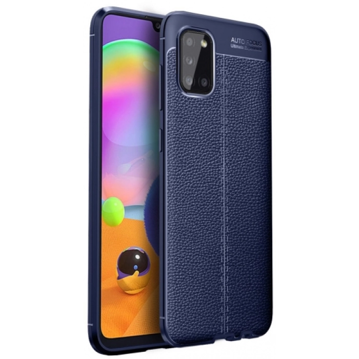 Samsung Galaxy A02s Kılıf Deri Görünümlü Lüks Parmak İzi Bırakmaz Niss Silikon Kapak - Lacivert