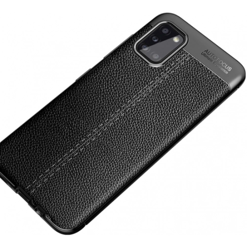 Samsung Galaxy A02s Kılıf Deri Görünümlü Lüks Parmak İzi Bırakmaz Niss Silikon Kapak - Siyah