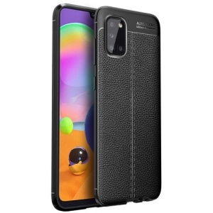 Samsung Galaxy A02s Kılıf Deri Görünümlü Lüks Parmak İzi Bırakmaz Niss Silikon Kapak - Siyah