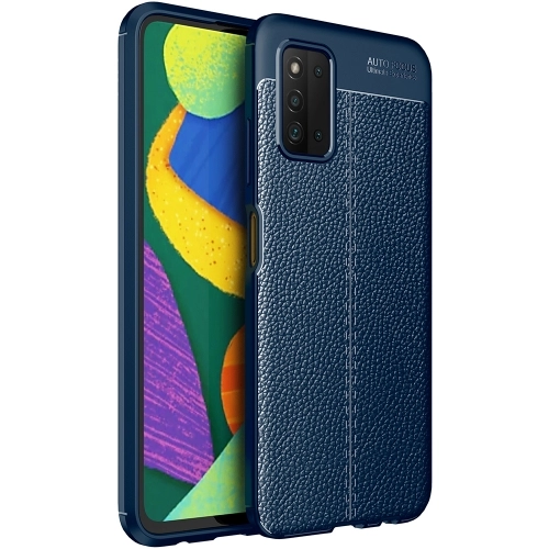 Samsung Galaxy A03s Kılıf Deri Görünümlü Lüks Parmak İzi Bırakmaz Niss Silikon Kapak - Lacivert