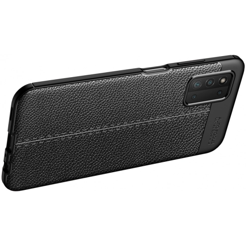 Samsung Galaxy A03s Kılıf Deri Görünümlü Lüks Parmak İzi Bırakmaz Niss Silikon Kapak - Siyah