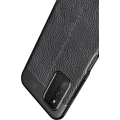 Samsung Galaxy A03s Kılıf Deri Görünümlü Lüks Parmak İzi Bırakmaz Niss Silikon Kapak - Siyah