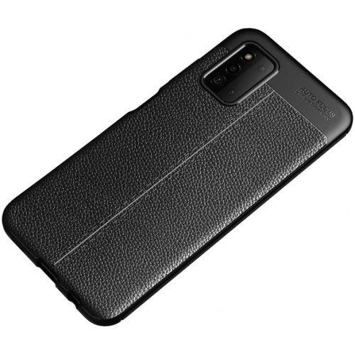 Samsung Galaxy A03s Kılıf Deri Görünümlü Lüks Parmak İzi Bırakmaz Niss Silikon Kapak - Siyah