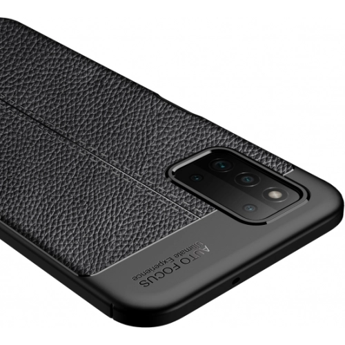 Samsung Galaxy A03s Kılıf Deri Görünümlü Lüks Parmak İzi Bırakmaz Niss Silikon Kapak - Siyah