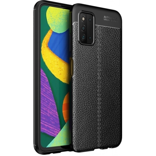 Samsung Galaxy A03s Kılıf Deri Görünümlü Lüks Parmak İzi Bırakmaz Niss Silikon Kapak - Siyah