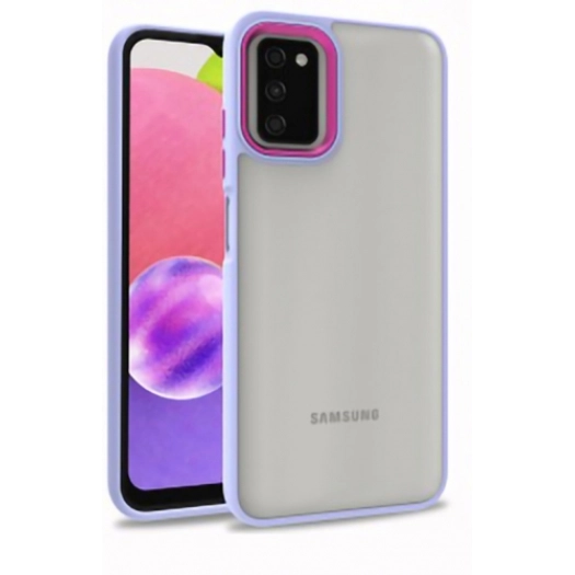 Samsung Galaxy A03s Kılıf Electro Silikon Renkli Flora Kapak - Lila