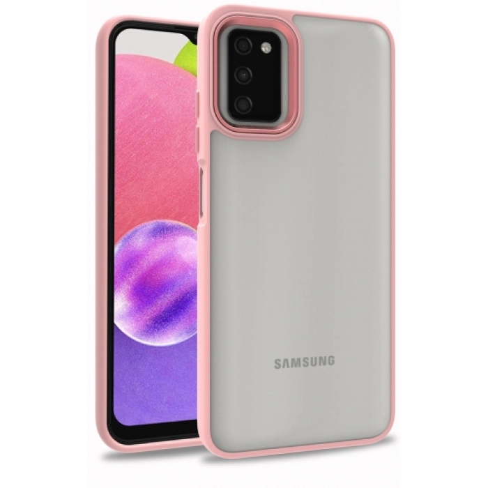 Samsung Galaxy A03s Kılıf Electro Silikon Renkli Flora Kapak - Rose Gold